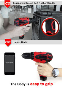 12V Cordless Drill Battery Screwdriver Heavy Duty 100% Copper Motor with 1.3Ah Battery Pack 2 pcs