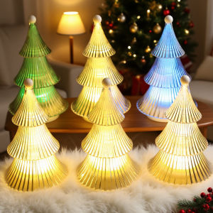 โคมไฟคริสตัลทรงเจดีย์3ชั้นไฟกลางคืนต้นคริสต์มาสโคมไฟคริสตัลทรงเจดีย์โคมไฟข้างเตียงสร้างบรรยากาศแสงไฟประดับเทศกาลวันหยุด