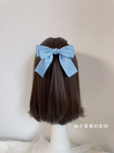 Blue Ribbon Large Butterfly Knot Hair Clip Korean Style Sweet Duckbill Forehead Clip Fresh out Hair Accessories Top Clip