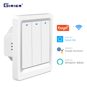Tuya Wifi Smart Light Switch EU Push Button Panel Wall Switch 100-240V 1/2/3 Gang Work with Alexa Google Home Smart Life App
