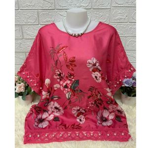 🎯เสื้อไซส์ใหญ่ อก 44-48 ผ้าลินินผสมฝ้าย เกรดA🎯แขนลูกไม้ปักมุก ผ้านิ่มใส่สบาย ฝากคุณแม่ ฝากคุณป้ากันจ้า A301