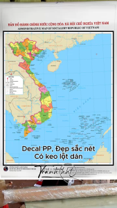 Size 60x90cm - Decal Bản Đồ 34 Tỉnh Việt Nam mẫu 3 (sẵn keo lột dán)
