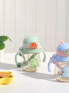300ml BPA FREE CUTE TRAINING SIPPY CUP W/ GRAVITY BALL & HANDLE BABY Feeding Water Drinking Bottle