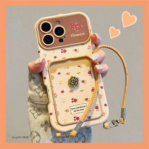 Elegant Peach Blossom Floral 3D iPhone Case for Apple 15Pro Max 16Pro Max 17 Compatible with iPhone 13 New Style Autumn Winter Trend Womens Phone Cover with Lanyard