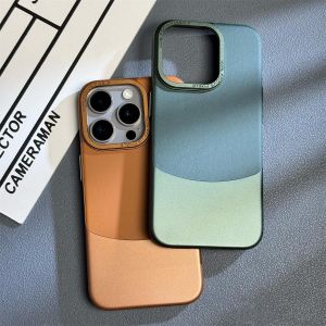 เคสโทรศัพท์แบบโลหะพร้อมกล้องป้องกันแบบแยกชิ้นส่วน ลายหนัง รูใหญ่ สำหรับ Apple 15Promax 16 17 iPhone 14Pro 13pm 12 11