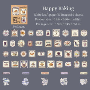 Mr.paper | Mr.Paper 50Pcs Boxed White Kraft Mini Tag Stickers Coffee Life Theme DIY for Journal Scrapbook Collage