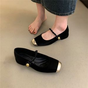 French Style Mary Jane Sandals Womens Footwear Chunky Heel Spring New Arrival Fashionable Flat Bottom Rubber Sole Shoes