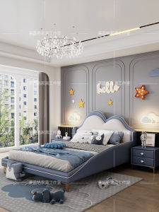 Kids Cloud Bed Boy Solid Wood Single Bed 1.5 M Modern Minimalist Instafamous Princess Girl with Fence Bed