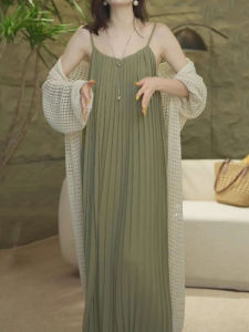 Fat Girl 150.00kg Sling Dress Womens Extra Large Size Summer Slightly Oversized Girls Covering Belly Thin Blouse Long Skirt Suit 2