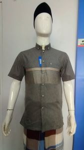 Kemeja Koko Lengan Pendek Dzikrayaat DZ-564 Namir Light Grey Pendek - Baju Koko Dzikroyat/Zikroyat