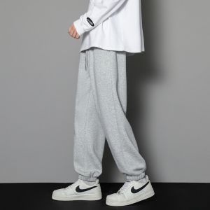 Grey Casual Loose Mens Sweatpants Autumn Spring Fashion Brand Nine Points Leisure Pants Men Style Youth Vitality Style