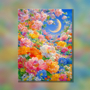 Kayou | Flowers & Moon Painting By Numbers for Adults DIY Kits HandPainted on Canvas Oil Picture Drawing Coloring By Number