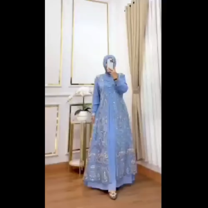 Dress Ceruti Babydoll Mix Brokat Tile Garden Kondangan Terbaru 2025 Gamis Brukat Viral Kekinian Outfit Wanita Lebaran 2025 Gamis Tile Garden Aplikasi Payet Mewah Elegan Bisa COD