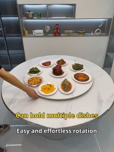 ODOROKU 50cm-160cm Sintered Stone 360° Rotating Lazy Susan Turntable Italian Stone Plate Dining Room Table White Marble Black Gold Grey Lazy Susan Turntable Rotating Serving Plate Dinning Table Organizer for Dining Table Kitchen Countertop Cabinet