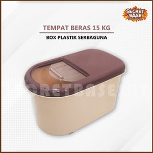 TEMPAT BERAS 15KG + RODA - Box Plastik Penyimpanan Makanan Serbaguna