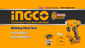 INGCO 20V LI-ION HEAT GUN 300/550°C 1X4.0AH + CHARGER & CASE HGLI20025
