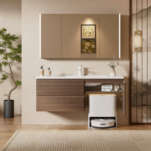 SSWW | Customized Walnut Colored Vintage Style Bathroom Cabinet