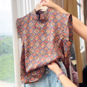 UYFY | New Chinese Style Womens Jacket Summer 2025 Loose Fit Luxury Floral Pattern Stand Collar Tangyun Silk Casual Long Pants