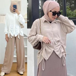 Kemeja Crinkle Jumbo Wanita Blouse Serut Crincle Airflow Model Megan Atasan Wanita Terbaru Viral Kekinian Premium