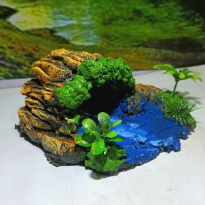 hiasan aquarium tema gua aquascape