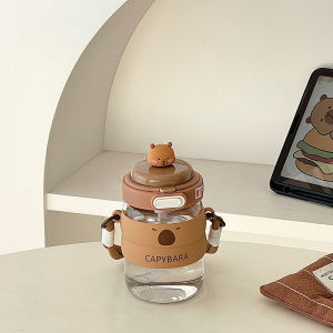 Cốc Thủy Tinh Chịu Nhiệt Độ Cao Bằng Borosilicate Có Tay Cầm Cốc Đựng Nước Có Ống Hút Dễ Thương Nhỏ Gọn Di Động Cho Nữ