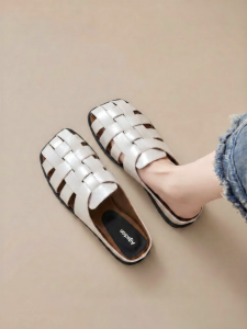 Agsdon | Thick Sole Roman Sandals Womens Woven Open Toe Half Slides