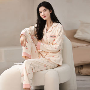 New Arrival Plandoo Pajamas Womens Spring Autumn and Winter Pure Cotton Long Sleeves Plus Size Cardigan Homewear Can Be Outwear Cotton Suit