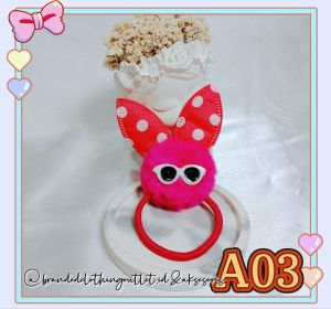 IKAT RAMBUT POMPOM POLKADOT / IKAT RAMBUT KARET / IKAT RAMBUT ANAK / IKAT RAMBUT POMPOM / IKAT RAMBUT BULU HALUS / IKAT RAMBUT UNIK / KBC 3511