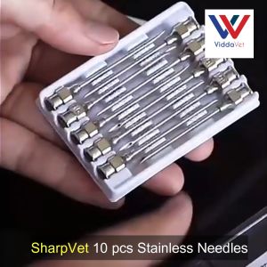 SharpVet 10 Pcs Stainless Steel Veterinary Needle Syringe Needle Reusable stainless Needles 10 pcs stainless needles 304