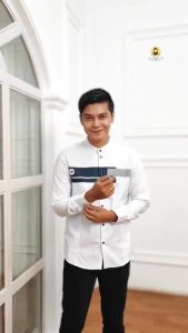 Kurta Yordan - Baju Koko Motif Yordan Lengan Panjang Putih M L XL