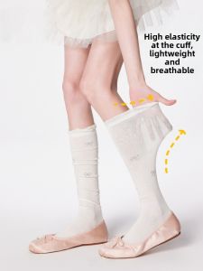 French Design Bow Ballet Style Summer Lightweight Breathable Medium Socks