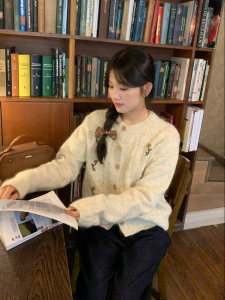 imimtuan | Áo Cardigan Vintage Thêu Hoa Cúc