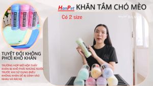Hanpet - Không cần phơi - Khăn tắm siêu thấm cho thú cưng có hộp. 2 size cho chó mèo