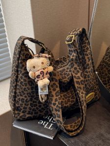 Large Capacity Canvas Shoulder Bag Womens Fashion Commuter Bag Single Strap Crossbody Bag Autumn Winter New Style Poem Blue