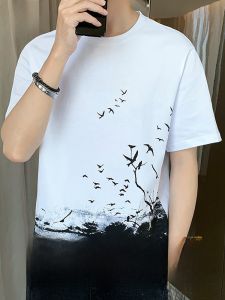 ROMON | Summer New Fashion Print Cotton Short Sleeve T-shirt