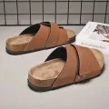 Mens Cork Summer Beach Soft Leather Womens Flat Outdoor Fashion Slippers Men Lubricant Babouche Femm. 