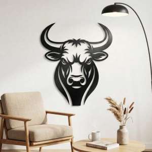 CIFbuy | CIFbuy Bull Head Metal Wall Art Modern Farmhouse Tác Phẩm Điêu Khắc Treo Bằng Sắt Phương Tây Để Trang Trí Trong Nhà Ngoài Trời