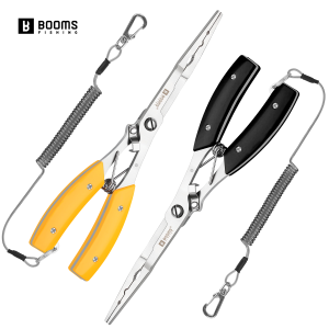 Booms Fishing H06 Multifunctional Locked Pliers 7.8in Stainless Steel Long Hook Remover Line Scissors Crimper Fishing Tools