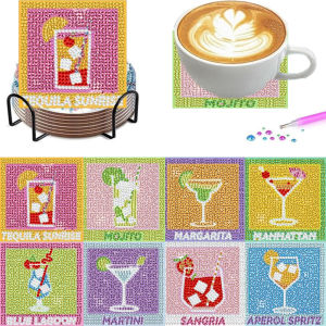 other | 8 pieces/set of diamond art painting coasters with brackets DIY wine glass pattern diamond art coasters suitable for both adul