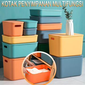 Storage Box dengan tutup/Container Keranjang Penyimpanan/Organizer Multifungsi Keranjang penyimpanan plastik Storage Box/Kotak dengan berbagai warna dan ukuran