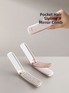 MIVOFIVO | Portable Womens Combination Hair Brush Mirror with Cushion