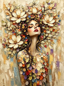KAYOU | Paint By Numbers Lady Floral Portrait Kit Pre Drawn Canvas Paint Set Stress Relief DIY Craft Wall Decor Gift