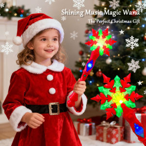 Childrens Christmas Snowflake Magic Wand with Led Lights and Music Girls Sparkling Fairy Wand Christmas Costume Props Princess Toys Christmas Gifts Holiday Gifts Birthday Gifts