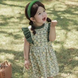 ชุดเดรสพิมพ์ลายกระต่ายเสื้อผ้าทารกหญิงของเด็กอายุ3 4 5 6 7ปีชุดเดรสเจ้าหญิงแขนยาวลายดอกไม้บินสวมใส่ได้สำหรับฤดูร้อน