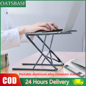 OATSBASF Aluminum Foldable Laptop Stand Cooling Pad Adjustable Height Angle Tablet Holder Bracket Double layer laptop stand For Macbook
