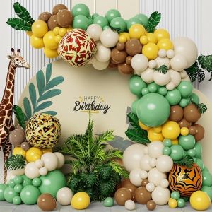 109-Piece Animal-Themed Balloon Set Sage Green and Brown Balloon Garland Kit Vintage Yellow Sand White Latex Party Balloons Birthday Party Animal-Themed Party Jungle Party Decorations