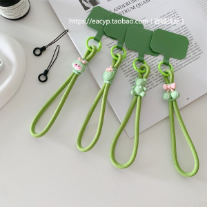 Fashionable Nylon Green Matcha Phone Wrist Strap Short Handheld Clip-On Rope Durable Womens Mobile Phone Accessories