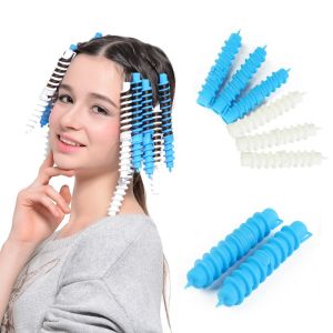 12pcs SPIRAL Perm Rods Salon เกรด Hollow Core Curling เครื่องมือ 11.7/16 ซม.ขนาด Cold WAVE ลูกกลิ้ง Tangle ฟรีผมจัดแต่งทรงผมชุดเครื่องมือ