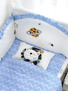 Pure Cotton Baby Bedding Set: Child Safety Bed Enclosure & Soft Plush Barrier Cloth