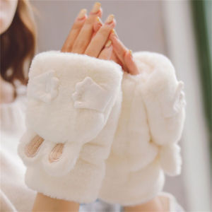 Deanbarry | Plush Warm Winter Gloves Half Finger Flip Cover
